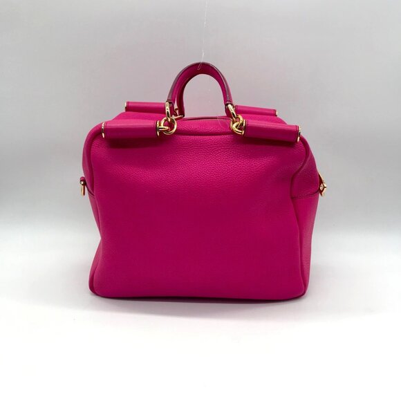 Dolce & Gabbana Pink Pebbled Leather Satchel Bag - Picture 2 of 16
